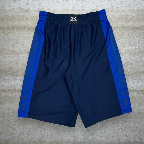 Navy Blue Under Armour Basketball Shorts Loose Fit 12" Inseam - Picture 2 of 3